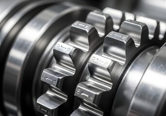 Fototapeta premium Gear teeth from an F1 gearbox, highlighting engineering precision.