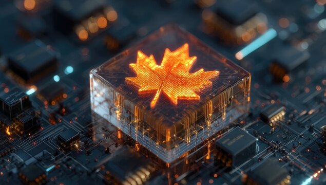 Canadian Maple Leaf Technology Innovation Digital Circuit Board.