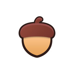 Isolated flat 3d Acorn icon for game, interface, sticker, app. The sign in a cartoon style for match 3, arcade, rpg. The oak seed sprite for craft element in hyper casual mobile game.