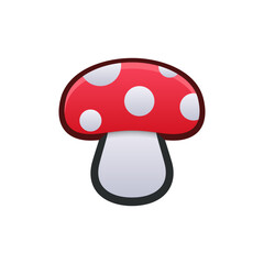 Isolated flat 3d Fly agaric icon for game, interface, sticker, app. The sign in a cartoon style for match 3, arcade, rpg. The mushroom sprite for craft element in hyper casual mobile game.