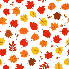 Obraz premium Autumnal Rhapsody A Symphony of Fall Leaves in a Seamless Pattern