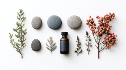 Natural elements arrangement studio photography minimalist flat lay organic aesthetics