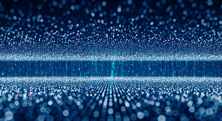 Abstract blue digital data streams flowing in a futuristic network