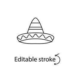 Traditional Mexico sombrero line icon. Cultural headwear. Mexican holiday. Vector stock illustration