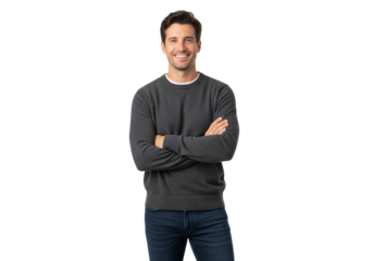 Guy with arms crossed on transparent background