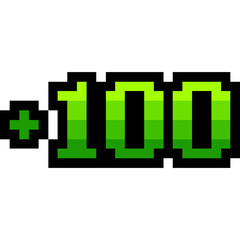 Score in game pixel art style, 100 score 