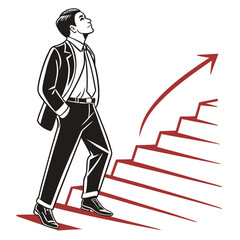 business man walking on stairs