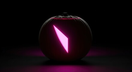 A Uniquely Designed Pumpkin Illuminated From Within, Showcasing a Striking Geometric Pattern Against a Dark Backdrop