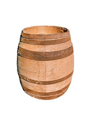 Fototapeta premium Stylish wooden barrel in vintage style on white background