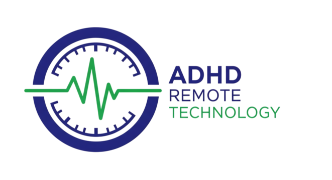 Adhd focus tools in remote work adhd remote technology logo with heartbeat isolated on transparent background