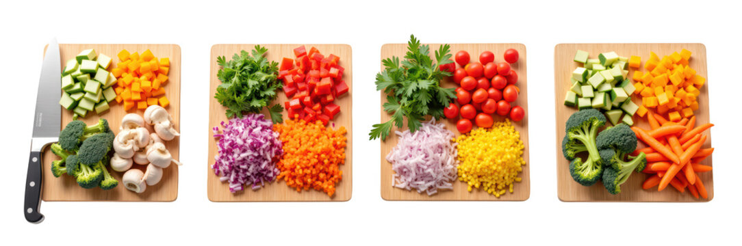 Fresh vegetables colorful ingredients chopped produce healthy cooking vibrant colors meal preparation kitchen tools culinary arts