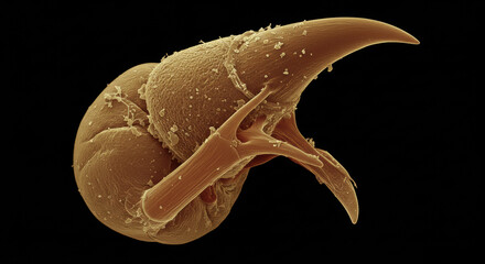 Scanning Electron Micrograph of a Honeybee Stinger and Its Barbed Lancets for the Concept of a Venomous Apparatus


