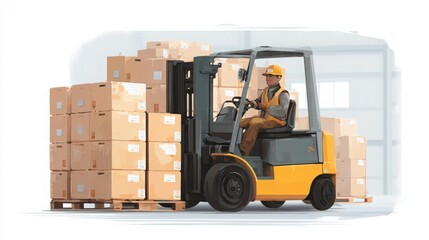 forklift operator moving cargo inside a warehouse