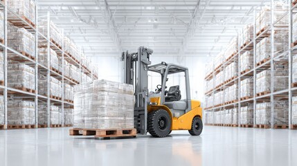 forklift operator moving cargo inside a warehouse