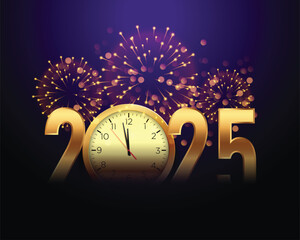2023 new year celebrating poster with clock and firework