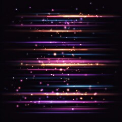 Obraz premium Dynamic Light streaks: A visual representation of speed and energy. Bright streaks of light cascade across a dark backdrop, giving a sense of motion. Capturing a striking and dynamic visual.