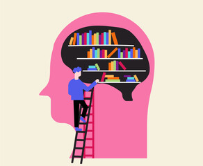 Mental library memory storage illustration