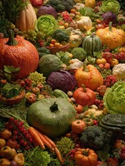 colorful pumpkin and veggie display