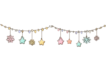 Pastel Star and Snowflake Garland with String Lights