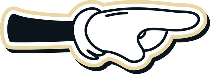 Retro Cartoon Hand Pointing Right Illustration