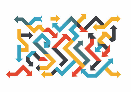 Abstract Colorful Intertwined Arrows Pattern.