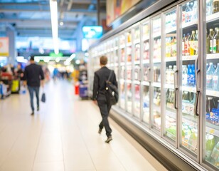 refrigerator rack in a supermarket
