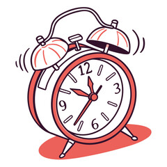 red alarm clock isolated on white