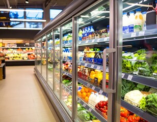 Fototapeta premium refrigerator rack in a supermarket