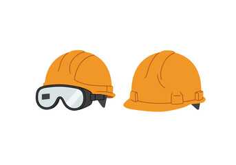 Construction Worker Safety Gear: Hard Hat and Safety Glasses.