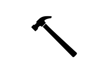 Black Silhouette of a Claw Hammer Tool.