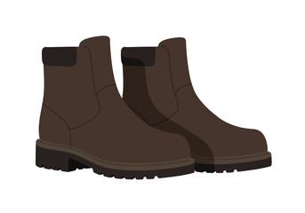 Brown Leather Boots on White Background.