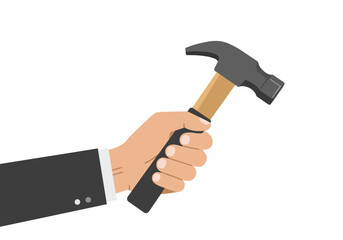 Business Hand Holding Hammer: Strategy and Problem Solving.