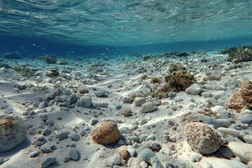 Obraz premium Underwater Seascape Tropical Shallow Reef Sand Bottom