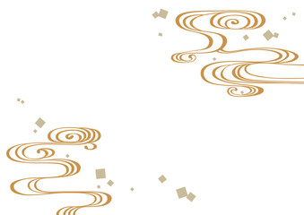 伝統的な和柄の背景素材。日本の紋様素材。流水紋、流水、水。