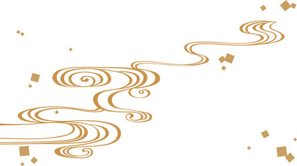 伝統的な和柄の背景素材。日本の紋様素材。流水紋、流水、水。