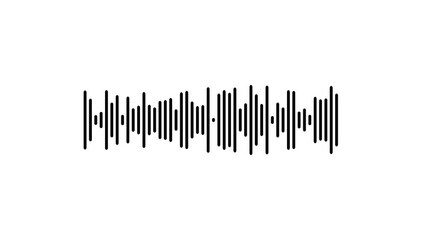 Animated sound wave spectrum. White and black audio visualization effect. Line digital minimalist voice and soundtrack wave equalizer. Abstract wave motion equalizer. Digital interface element.  - Powered by Adobe