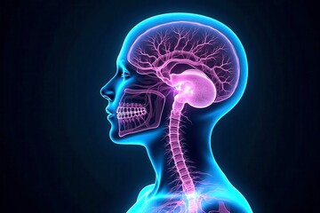 x-default Human Brain and Spinal Cord Anatomy - 3D Medical Illustration