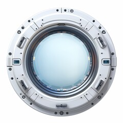 Naklejka premium Futuristic Porthole Window Illustration for Sci-Fi Concepts and Space Exploration Designs
