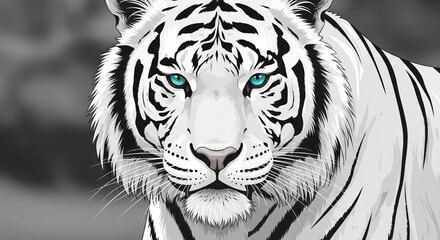 Closeup white tiger portrait