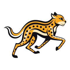 Fototapeta premium Yellow and Black Stylized Cheetah Running with Bold Lines animal wildlife