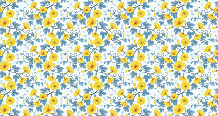 Elegant Floral Pattern with Delicate Flowers and Leaves