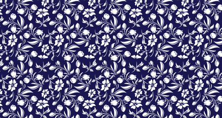 Elegant Floral Pattern with Delicate Flowers and Leaves