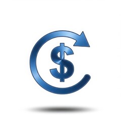 Obraz premium Blue dollar sign with circular arrow symbolizing financial return