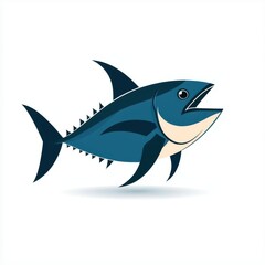 Obraz premium a minimalist yellowfin tuna outline, marine design, flat illustration, monochrome, isolated on white background