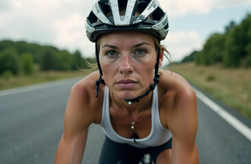 portrait of a young man riding a bike