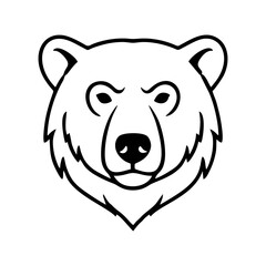 Black and White Bear Head Line Art Logo Illustration