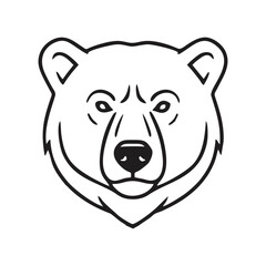 Naklejka premium Bear Head Vector Illustration - Simple Black and White Line Art Mascot Graphic