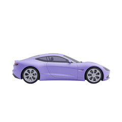 Obraz premium Sleek lavender sports car illustration with smooth curves and minimalistic design on transparency