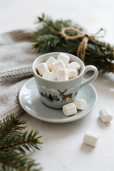 marshmallows candy cotton winter Decoration Christmas Tablet Pen Tablecloth Decoration Snow frame photos greeting cards mockup photo E-commerce marketing poster Background shooting scene