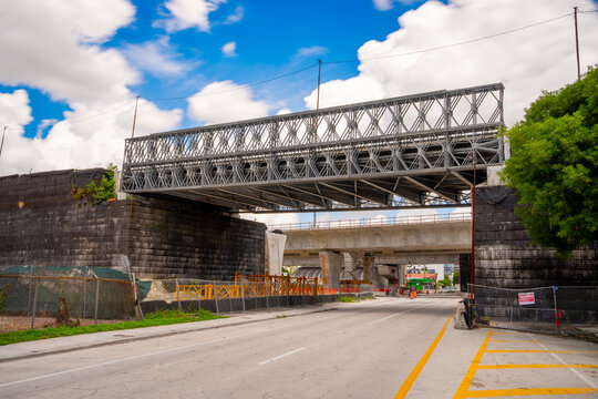 Bridge overpass construction Overtown Miami